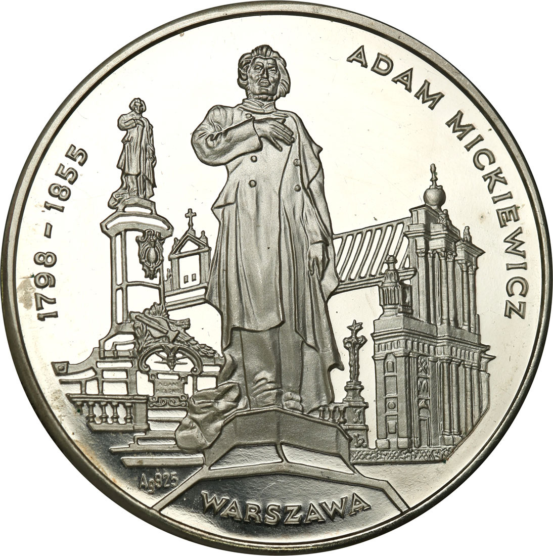 Polska. Medal Adam Mickiewicz - Vilnius, srebro